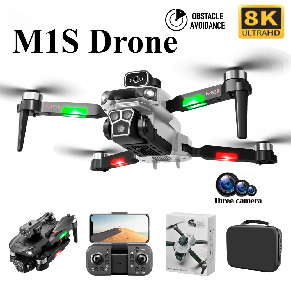 Rc Hobby China - M1S Drone 8K Profesyonel Üçlü Kamera